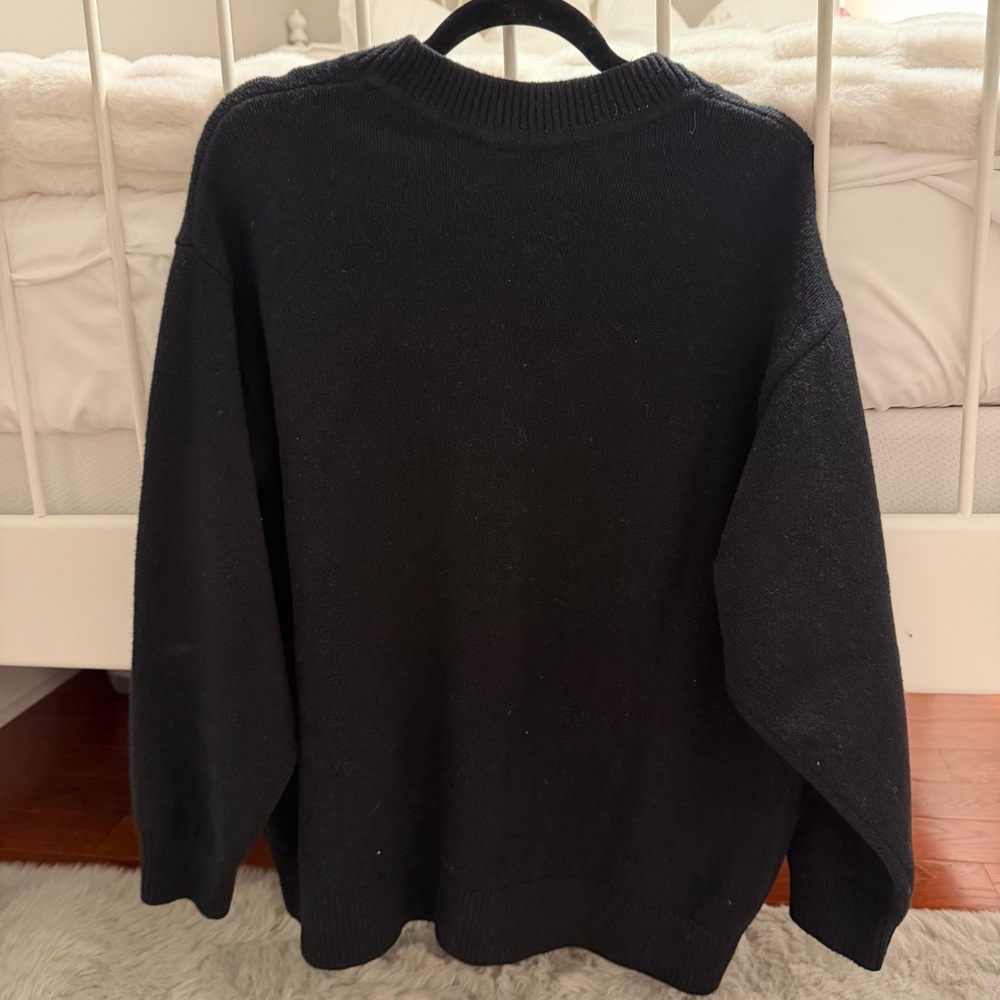Gap CashSoft Oversized V-Neck Sweater True Black - Picture 8 of 9